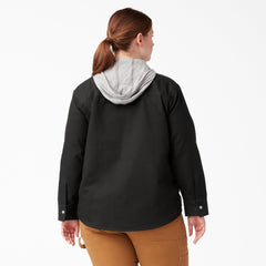 Women's Plus Duck Hooded Shirt Jacket