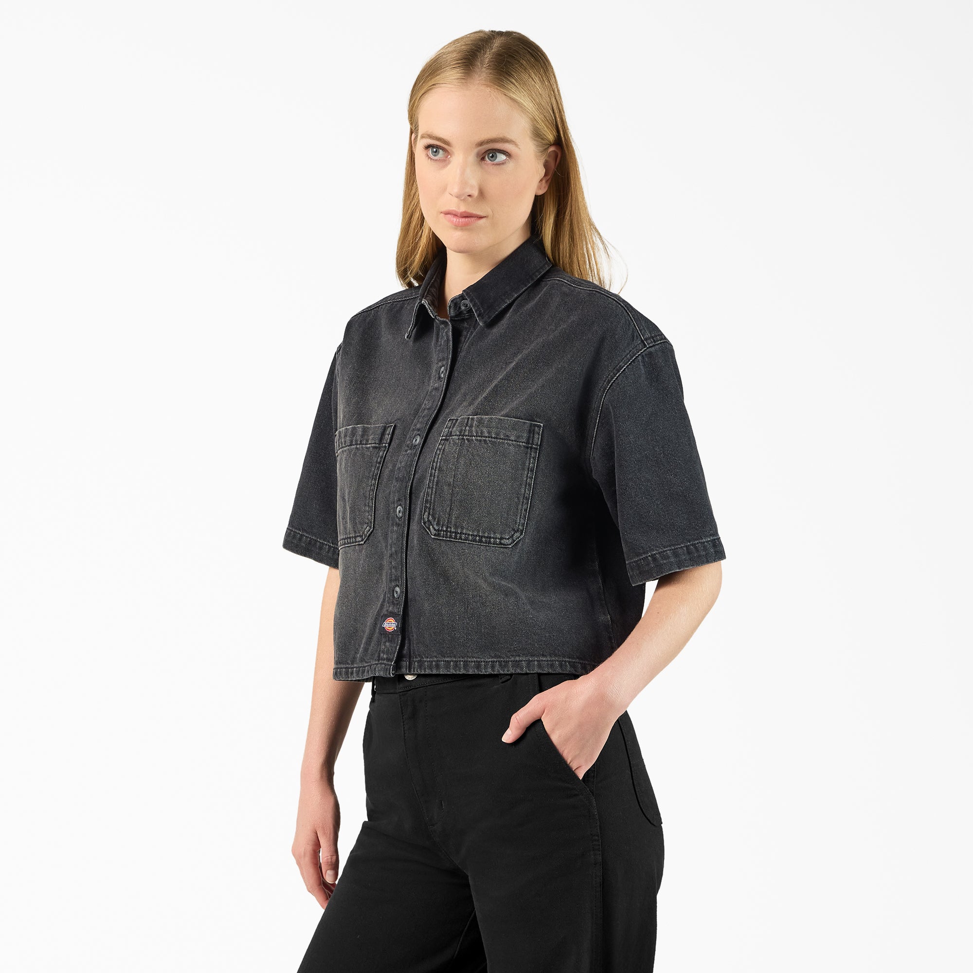 Women's Cropped Denim Work Shirt