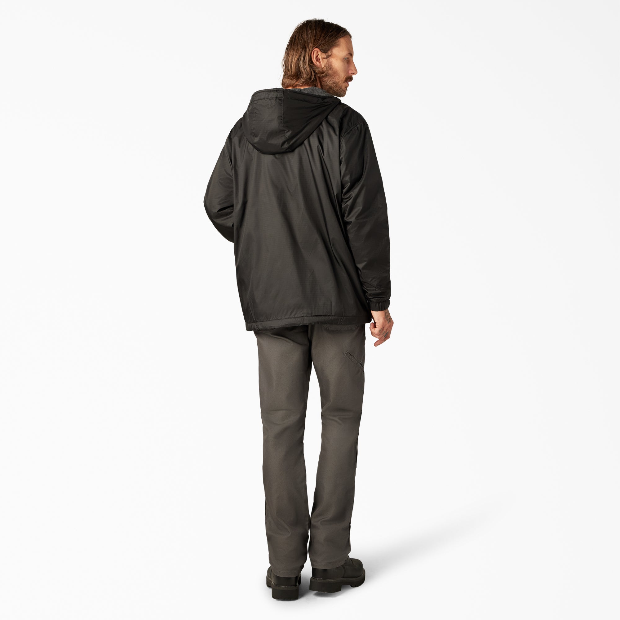 Fleece Lined Nylon Hooded Jacket