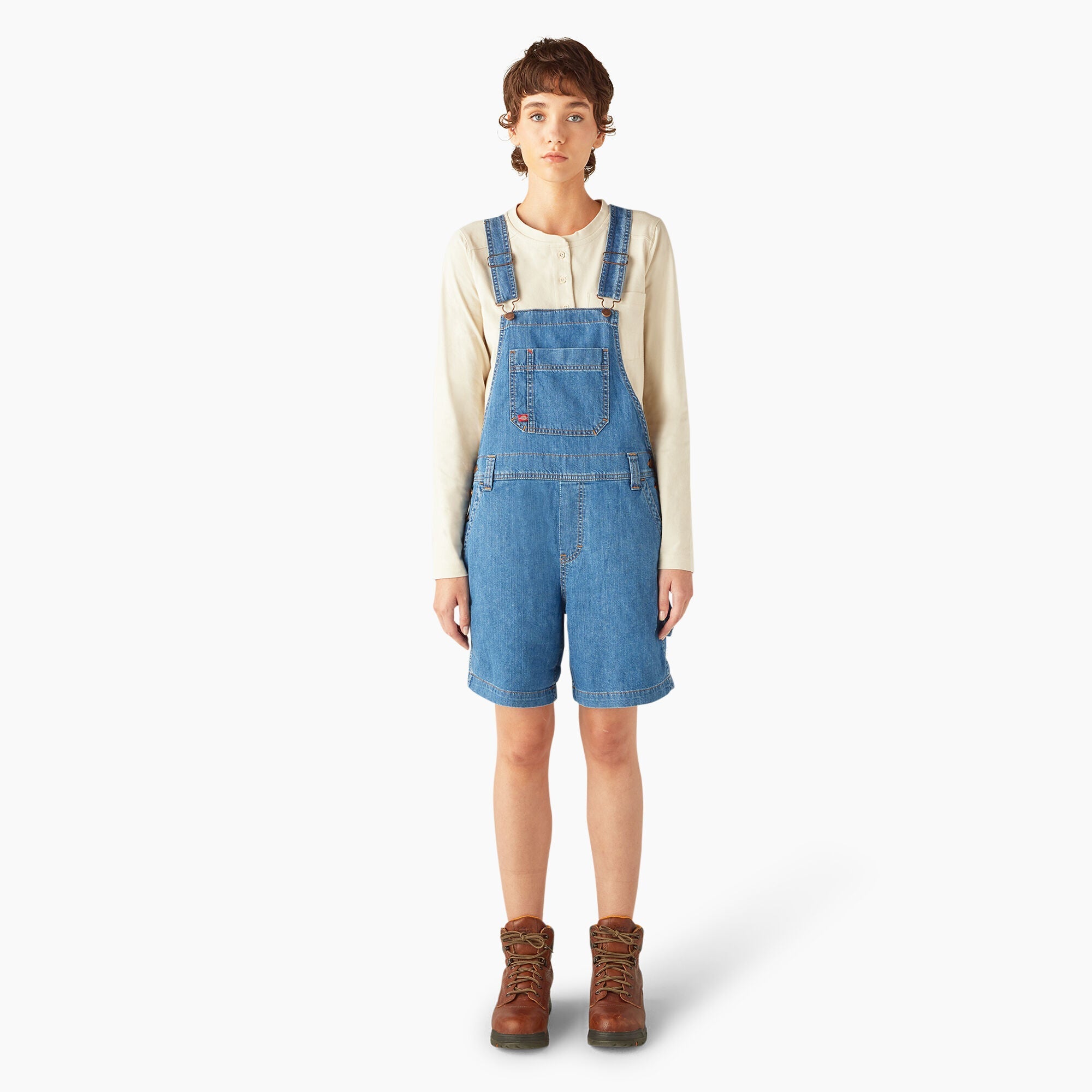 Women's Relaxed Fit Bib Shortalls, 7"