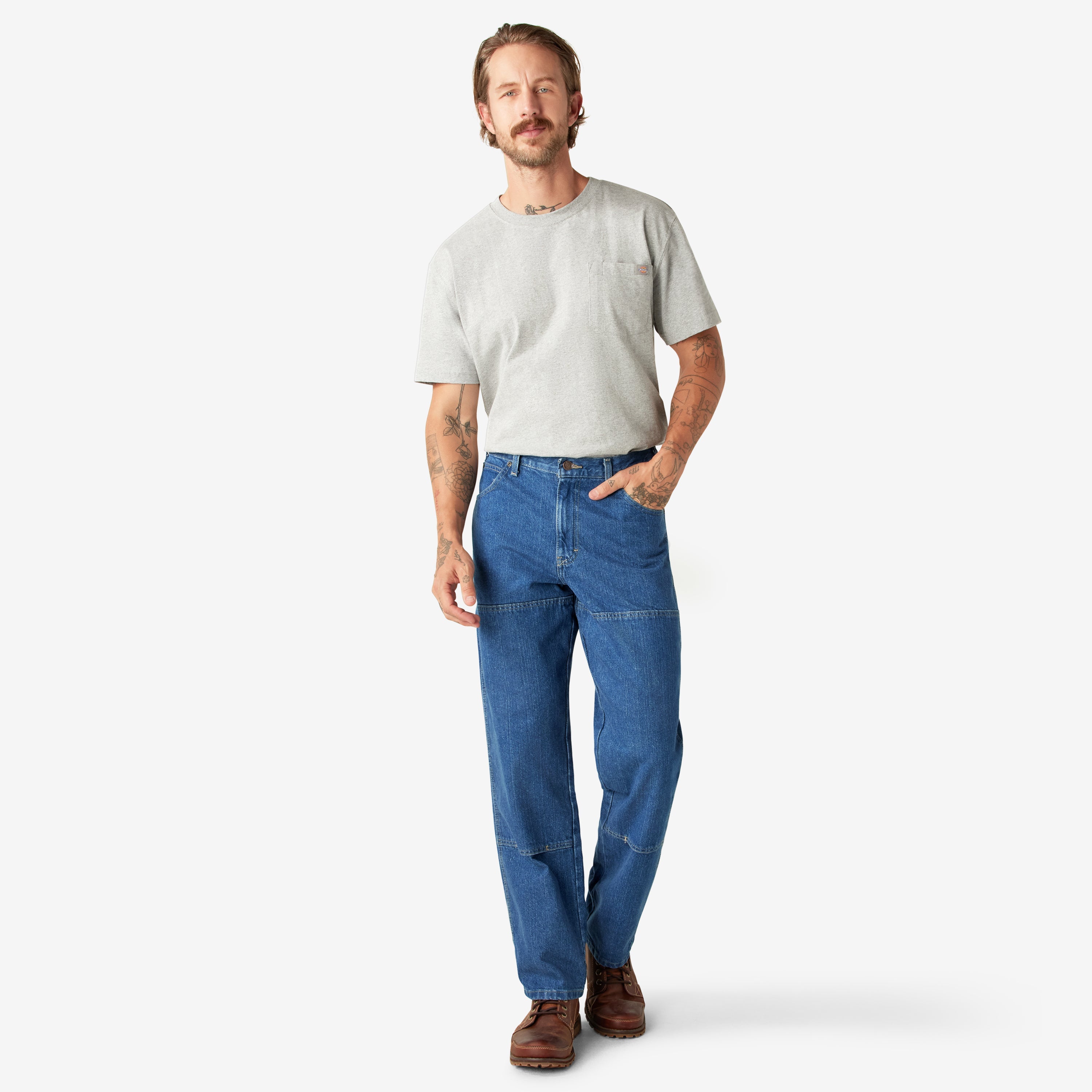 Relaxed Fit Double Knee Jeans