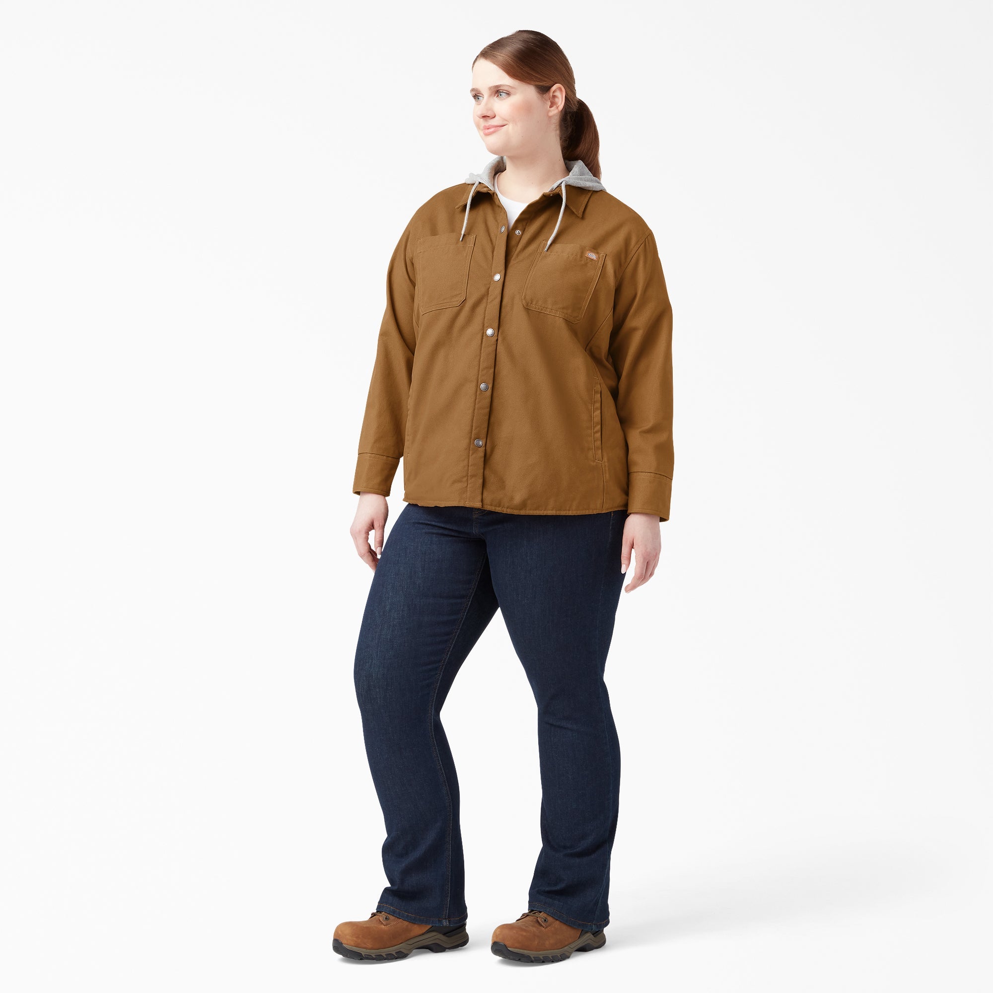Women's Plus Duck Hooded Shirt Jacket
