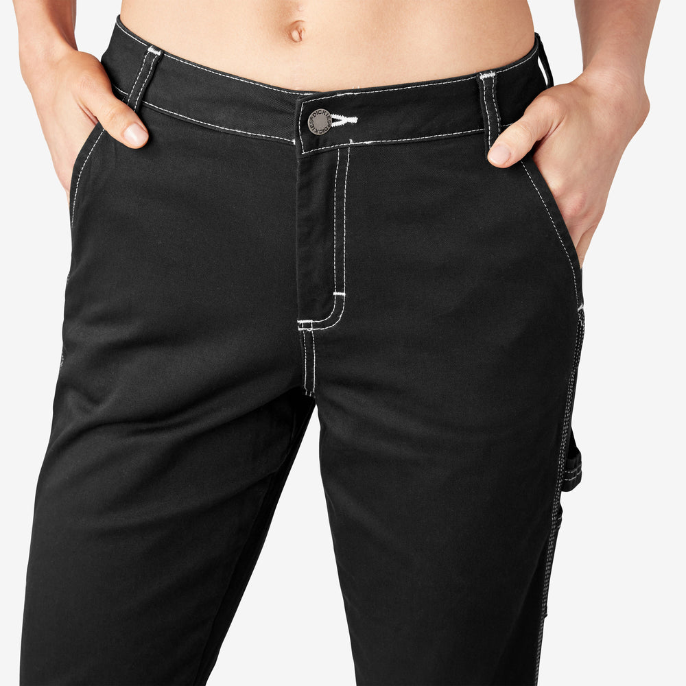 Women's Slim Straight Fit Roll Hem Carpenter Pants